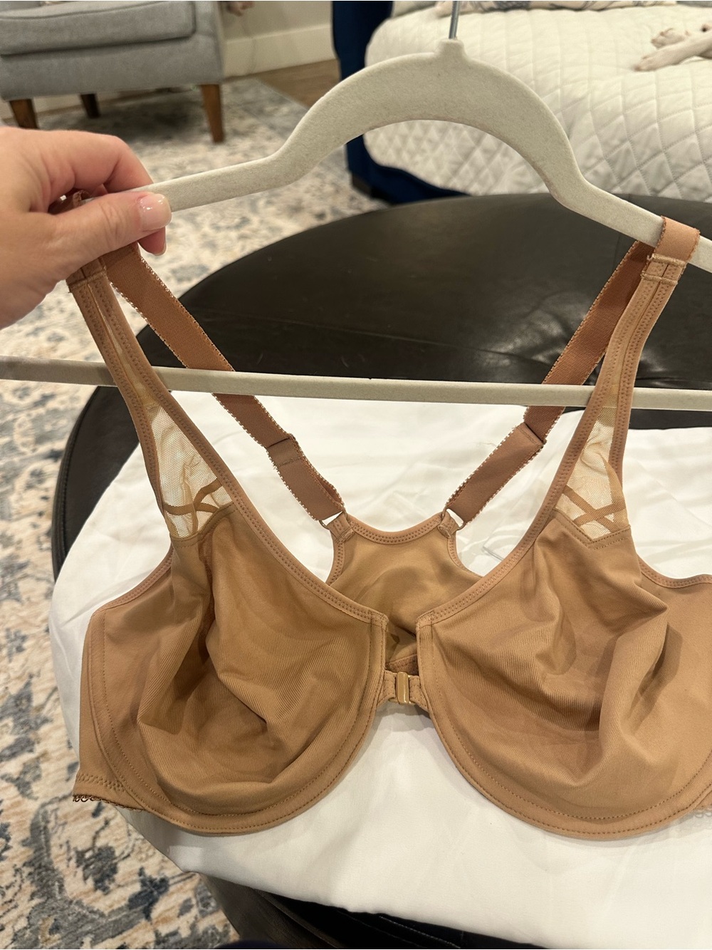 38D Nude Front Closure Underwire Racerback Bra